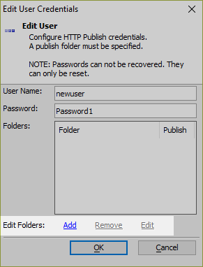 At least one folder must be specified for a user profile.
